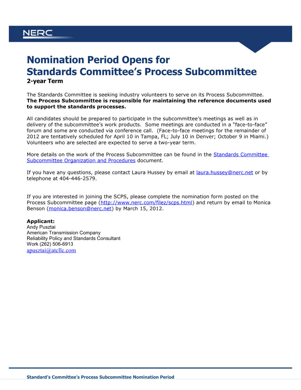 Nomination Period Opens For