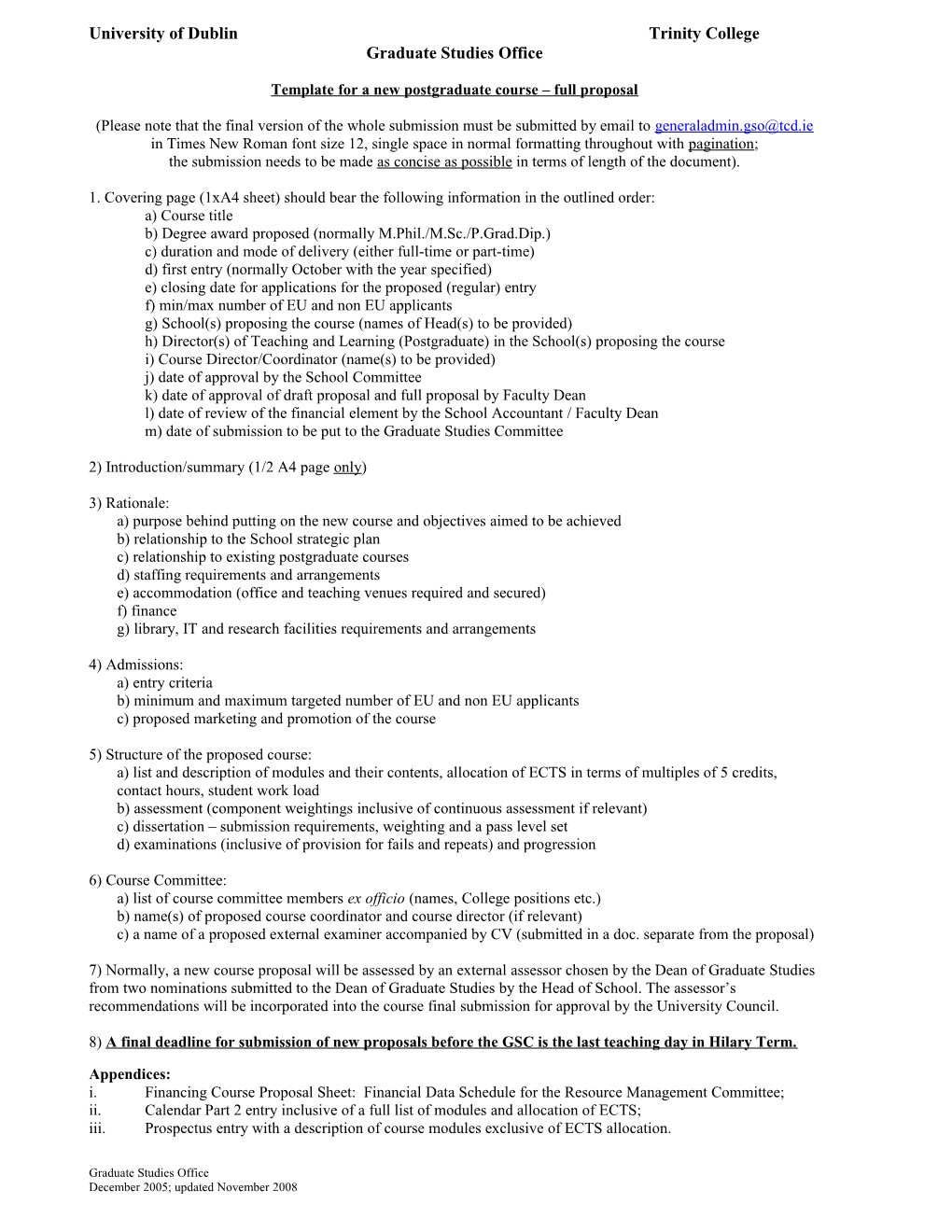 Template for New Postgraduate Course Proposals