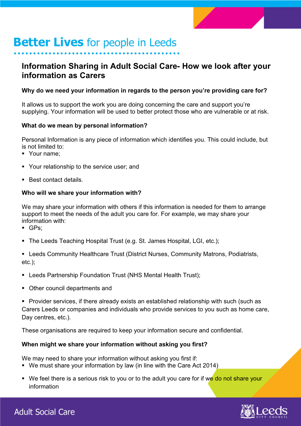 Carer's Privacy Notice