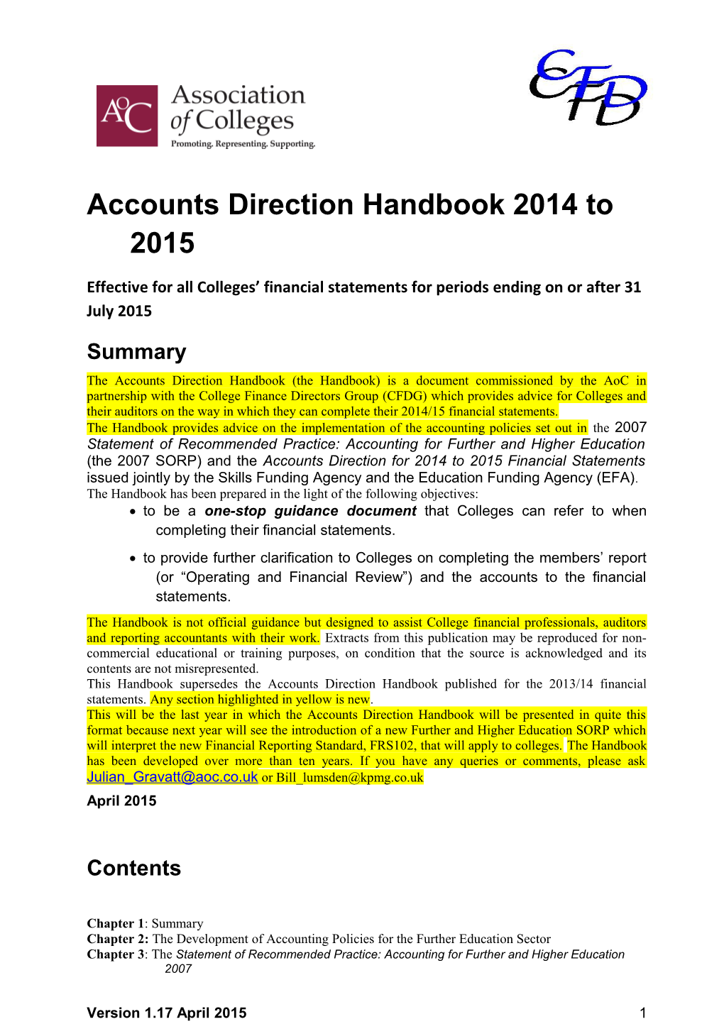 Accounts Direction Handbook 2013/14