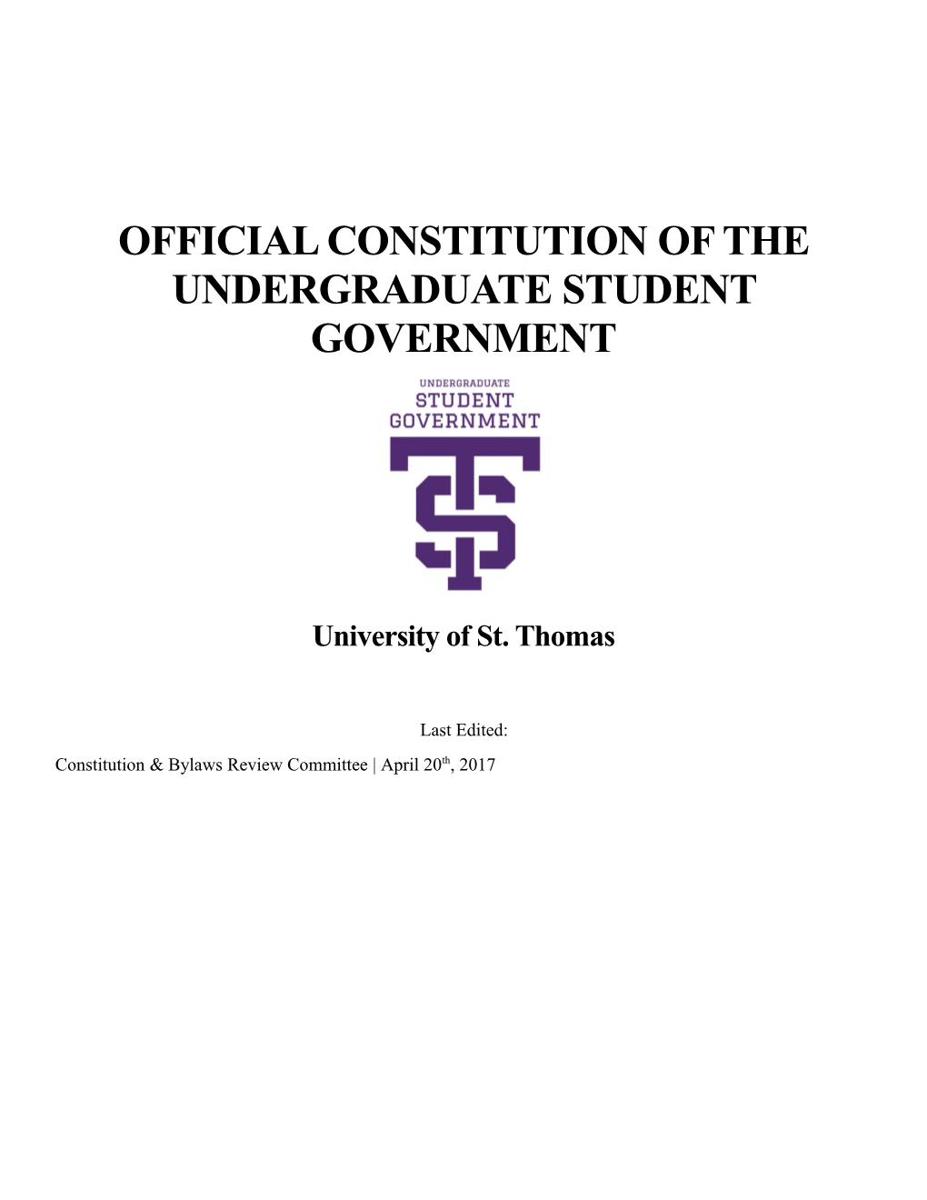 Official Constitution of the Undergraduate Student Government