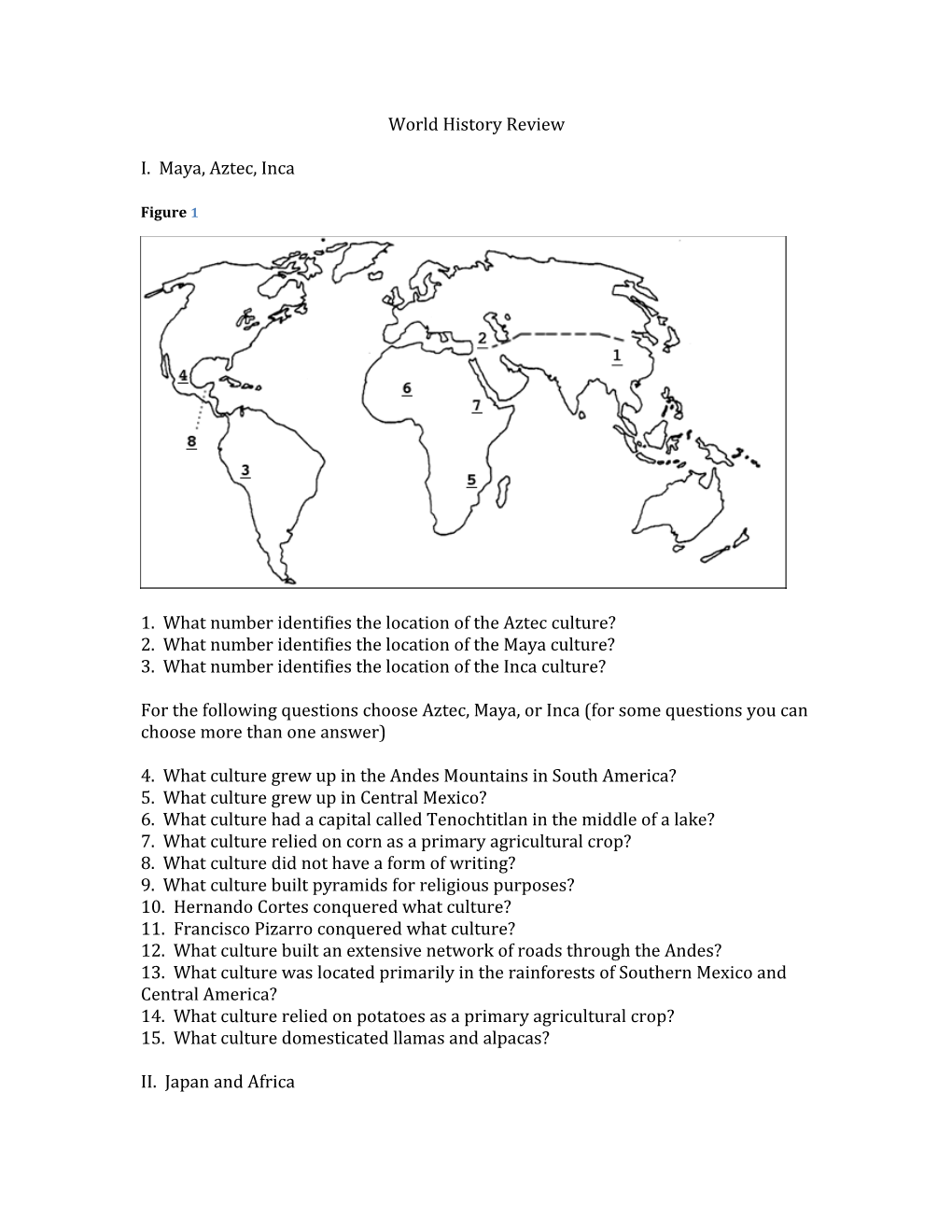 1. What Number Identifies the Location of the Aztec Culture?