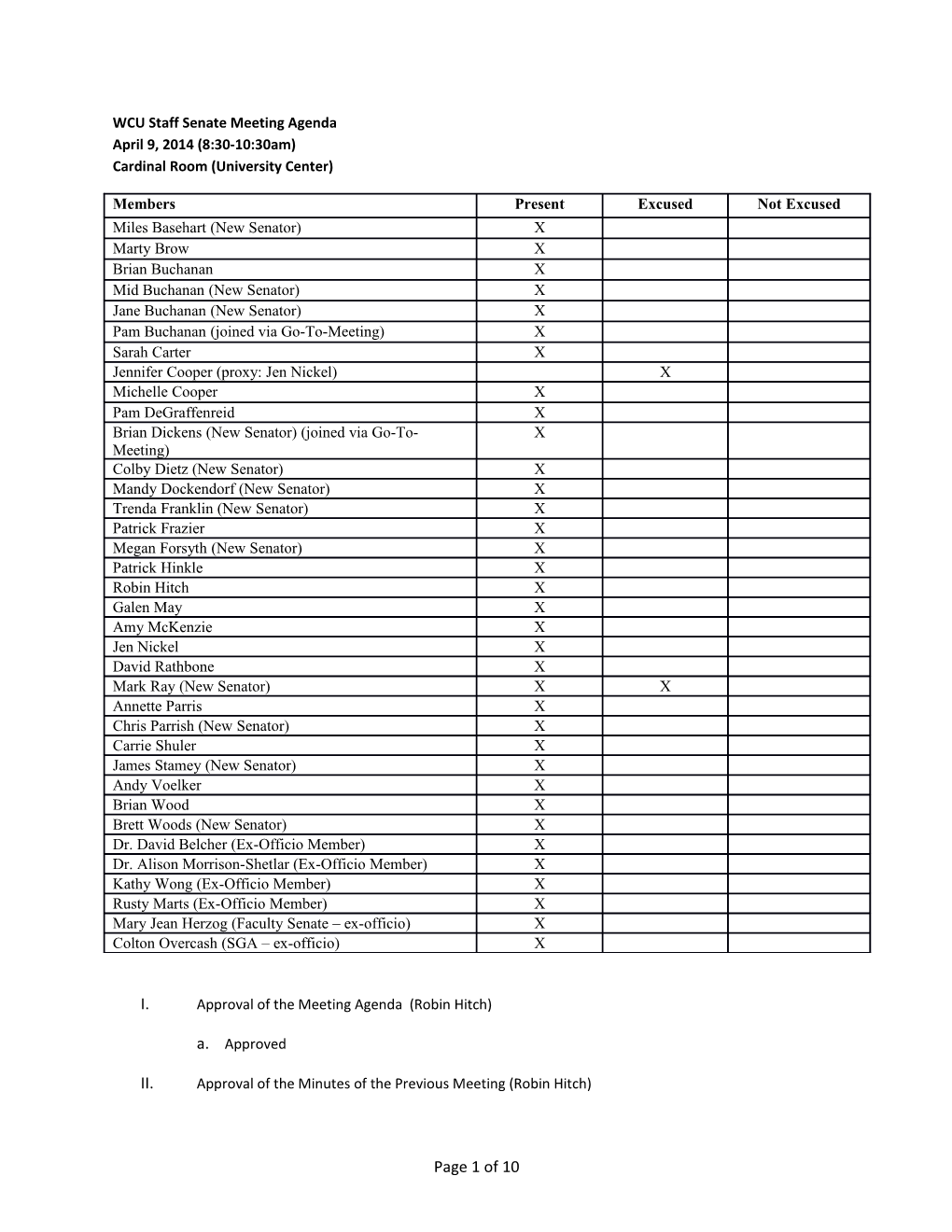 Staff Senate Minutes - April 2014