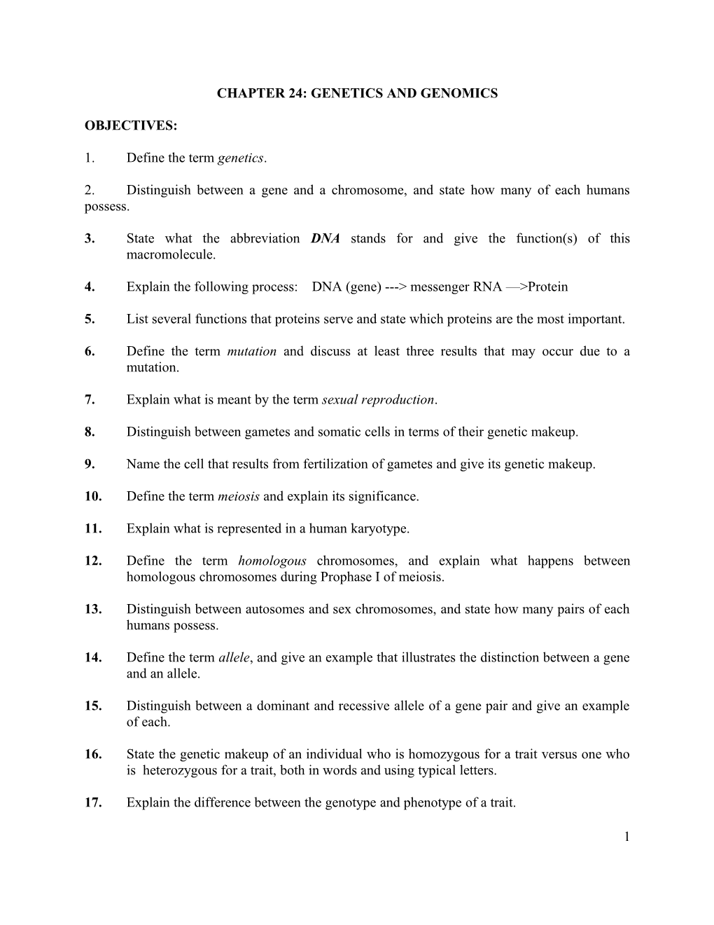 Chapter 24: Genetics and Genomics