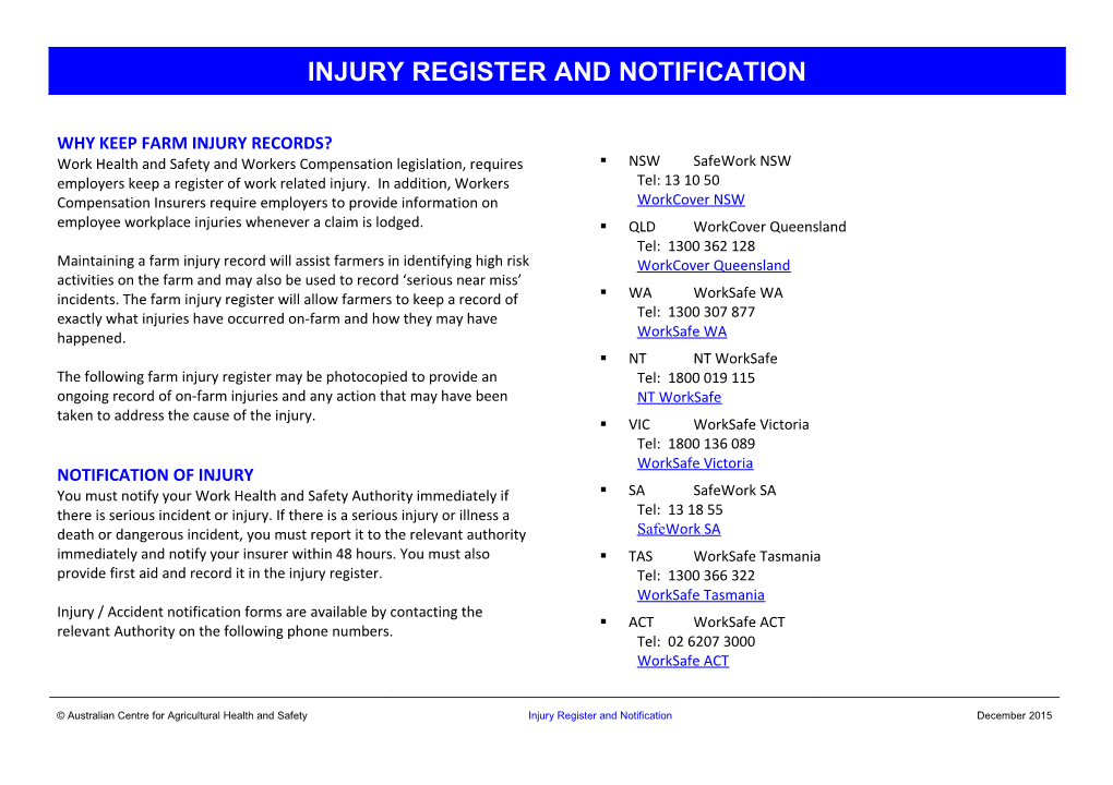 Farm Injury Register