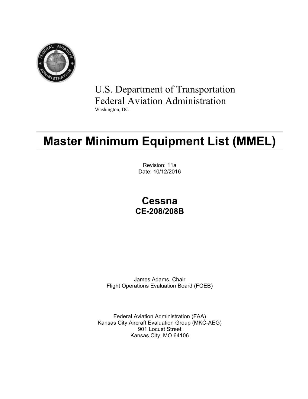 Master Minimum Equipment List (MMEL)