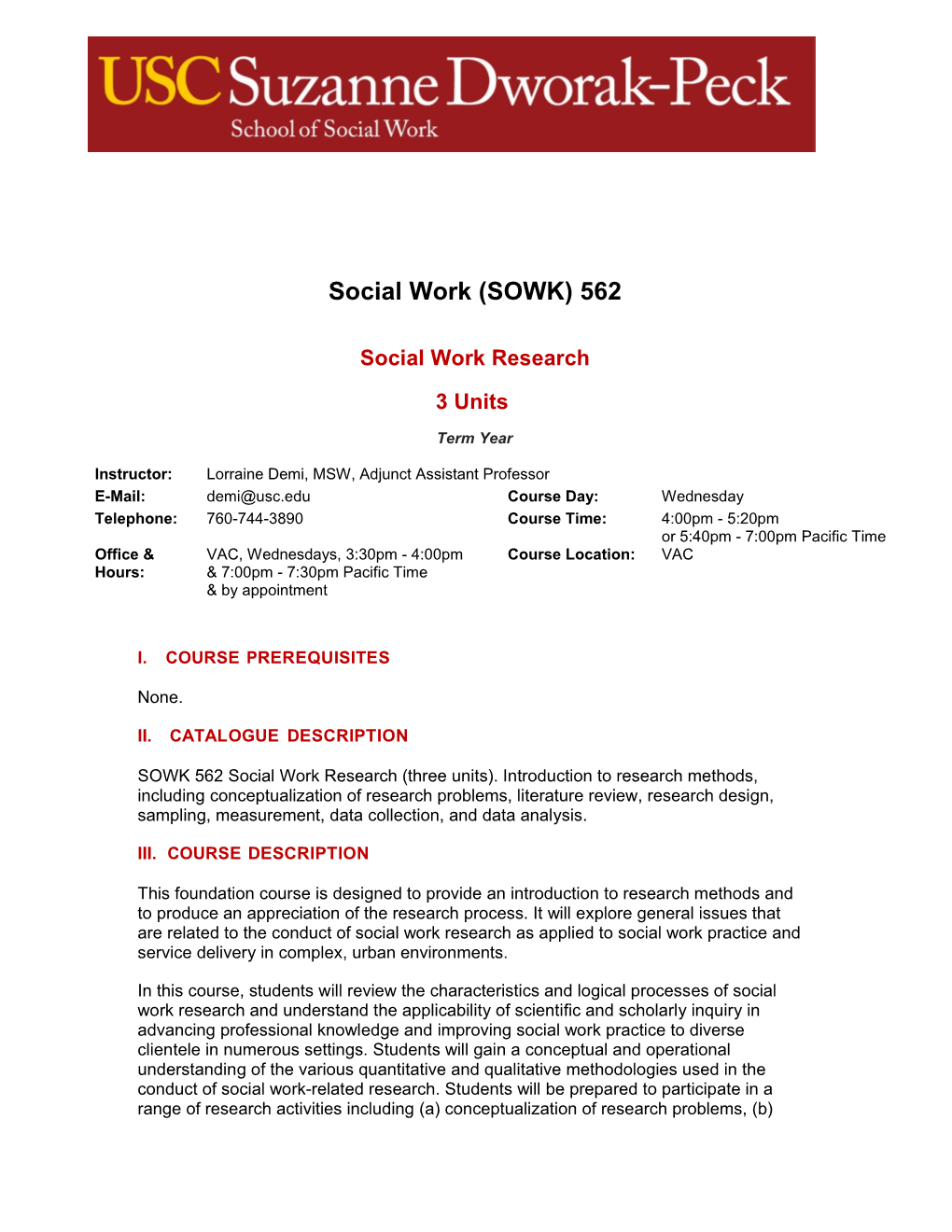 Social Work (SOWK) 562