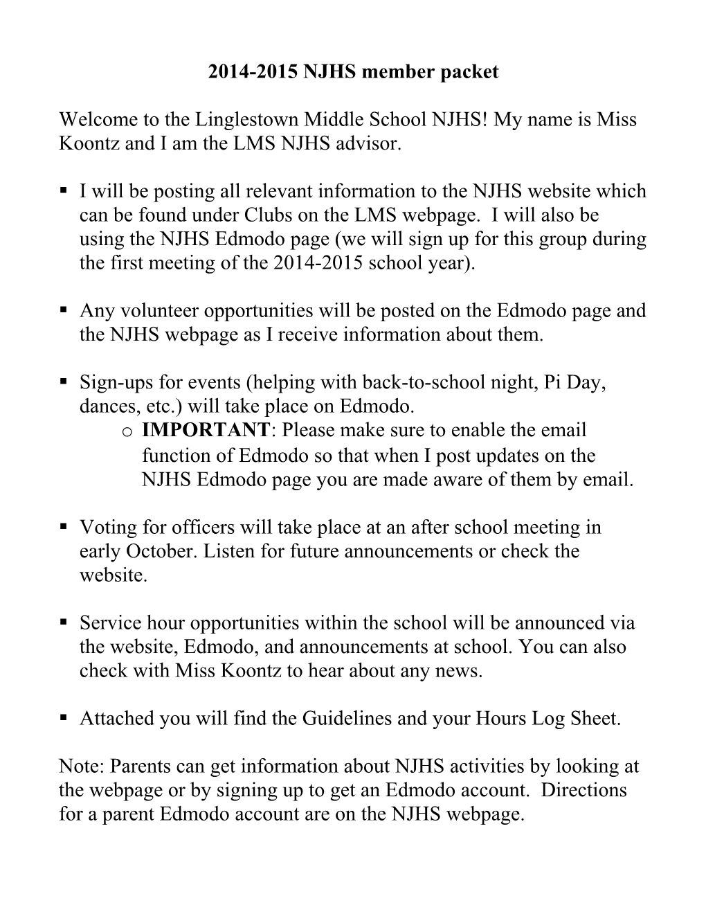 2013 Current NJHS Member Packet