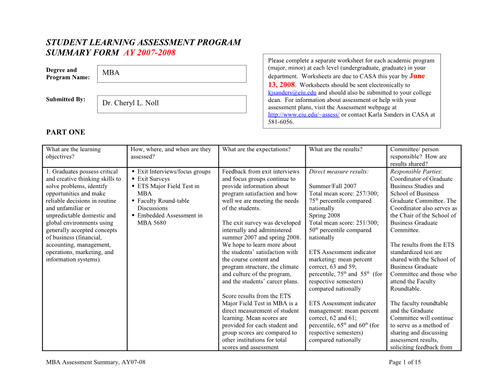 Student Learning Assessment Program s1