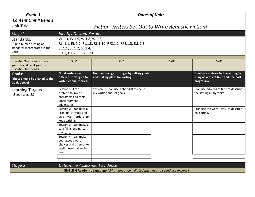 Unit 4 Assessment Checklist Bend 1