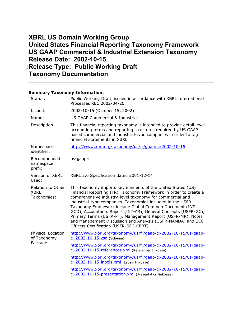 US GAAP Commerical and Industrial