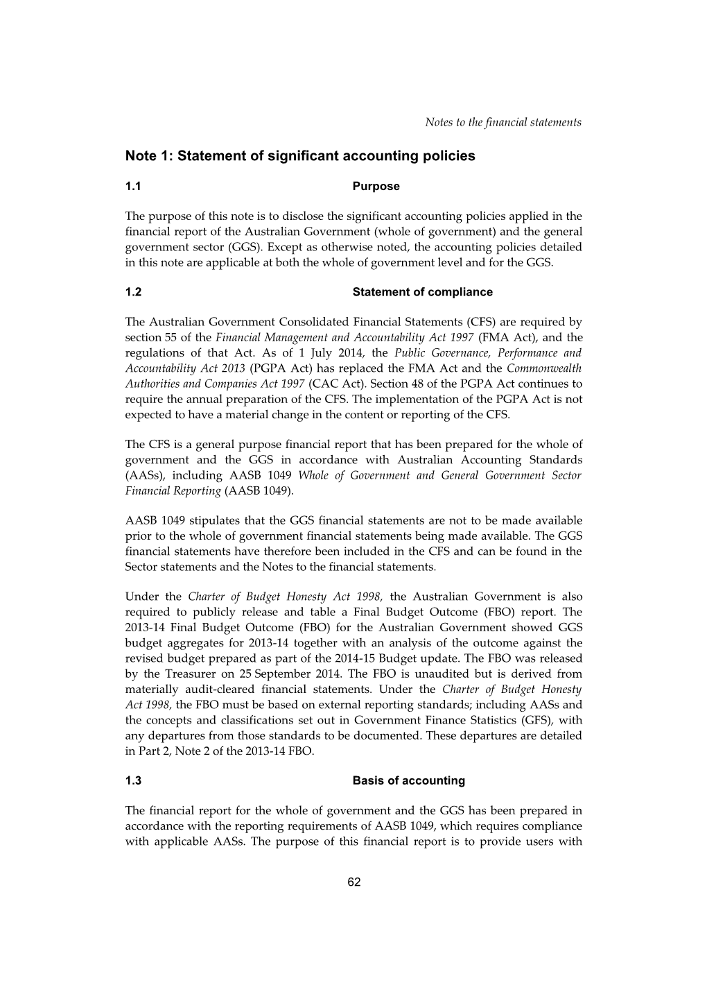 Consolidated Financial Statements for the Year Ended 30 June 2014 - Note 1