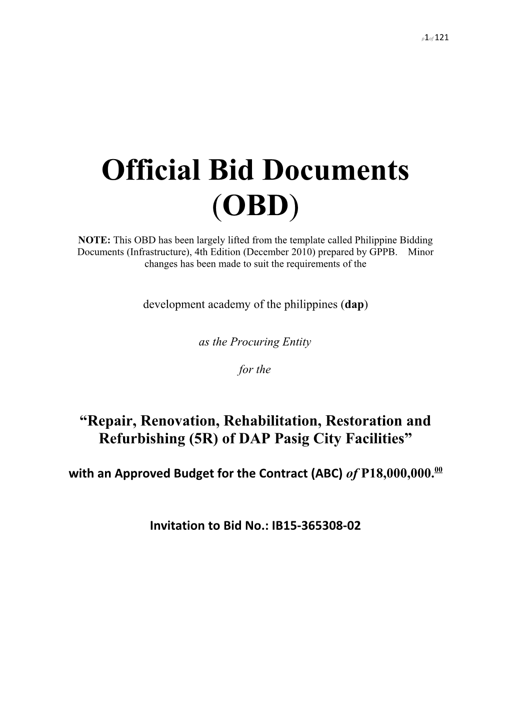 Official Bid Documents
