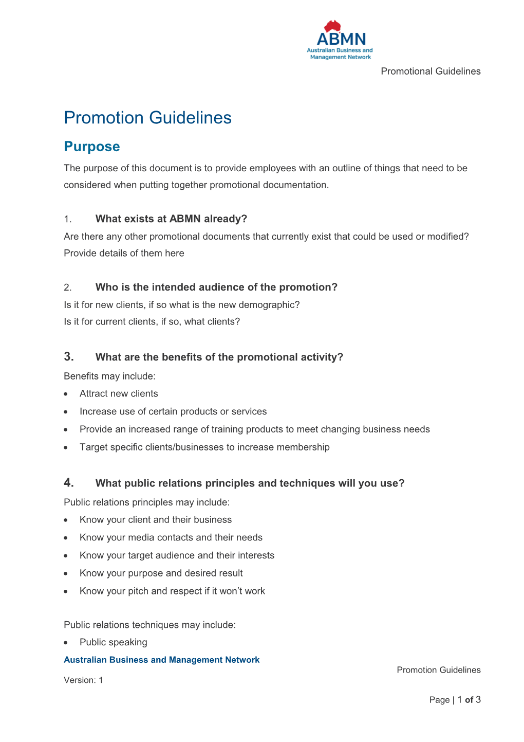 Promotion Guidelines