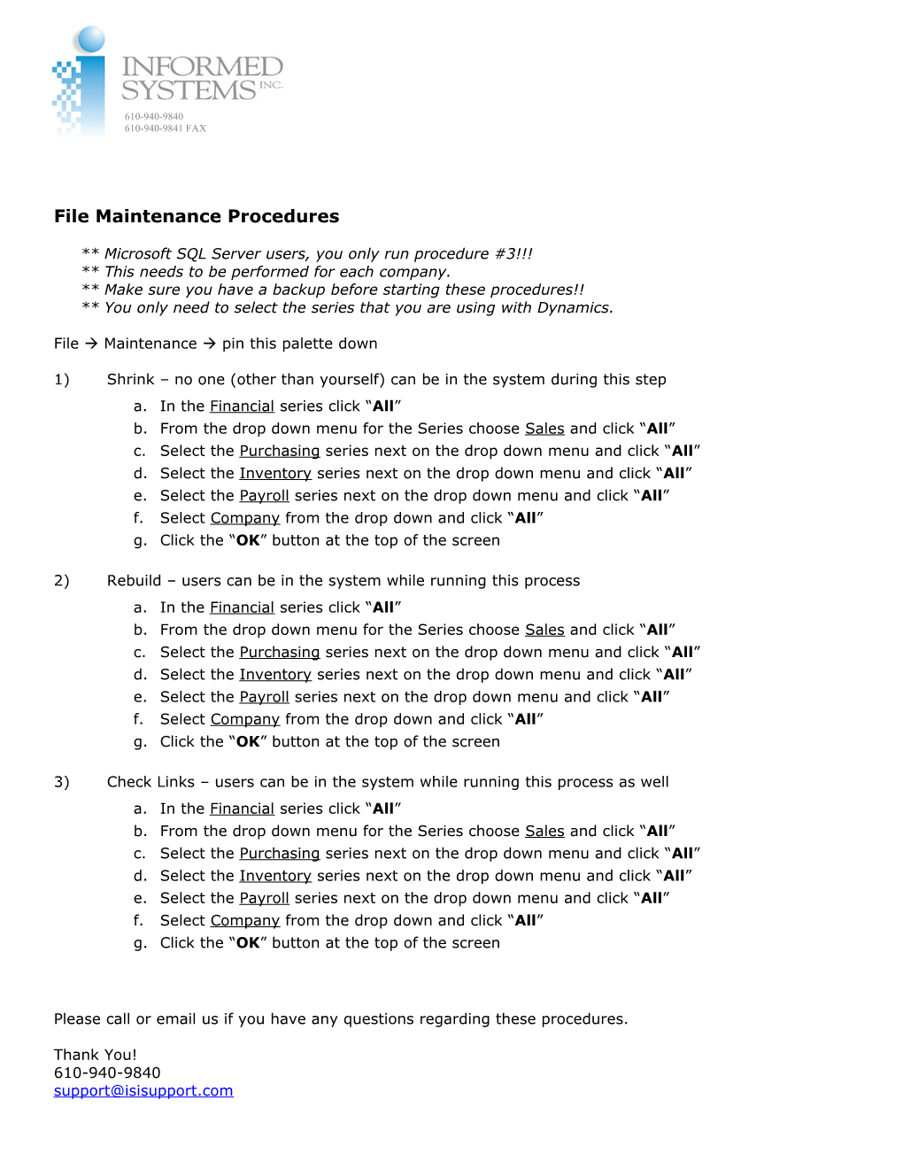 Steps to Run File Maintenance Before Upgrade