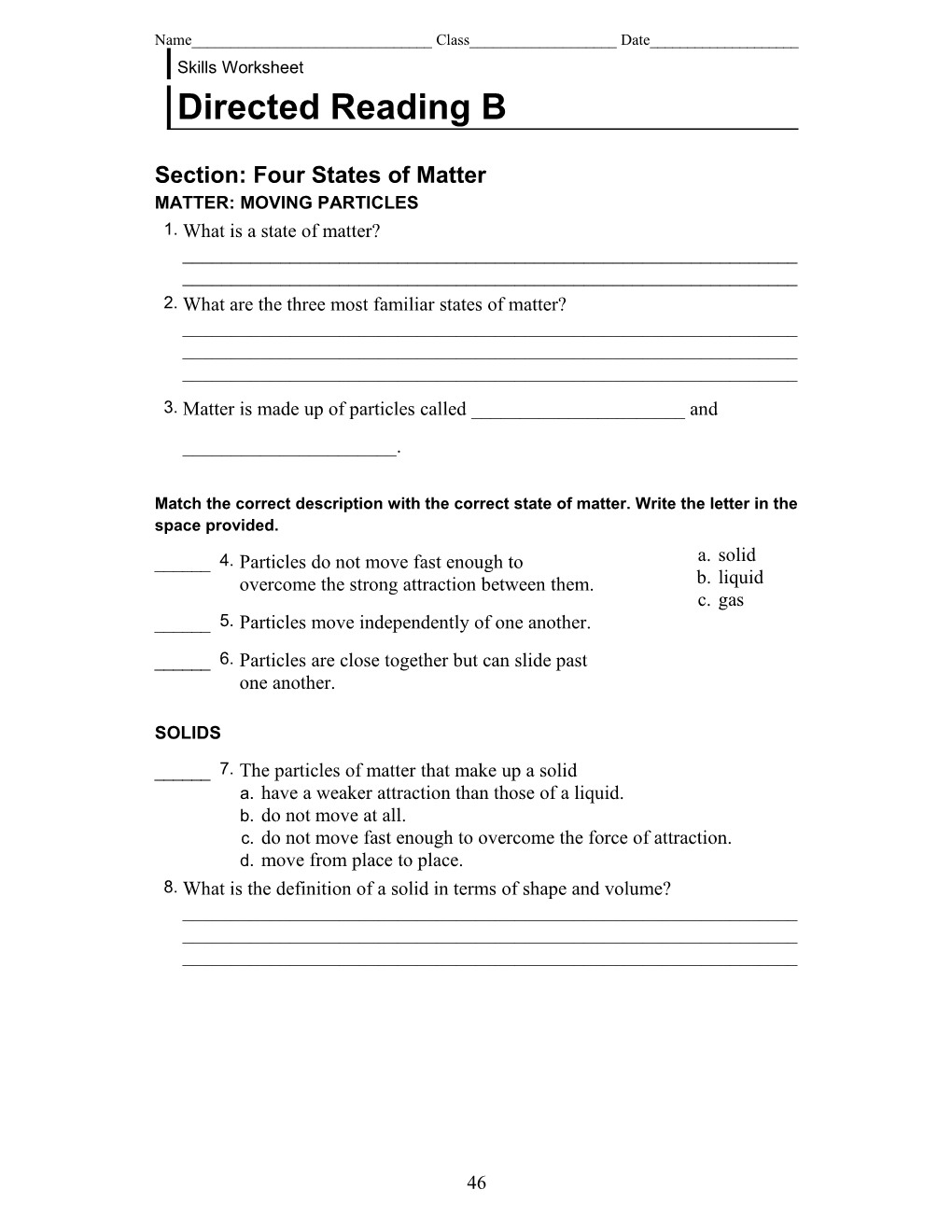 Section: Four States of Matter