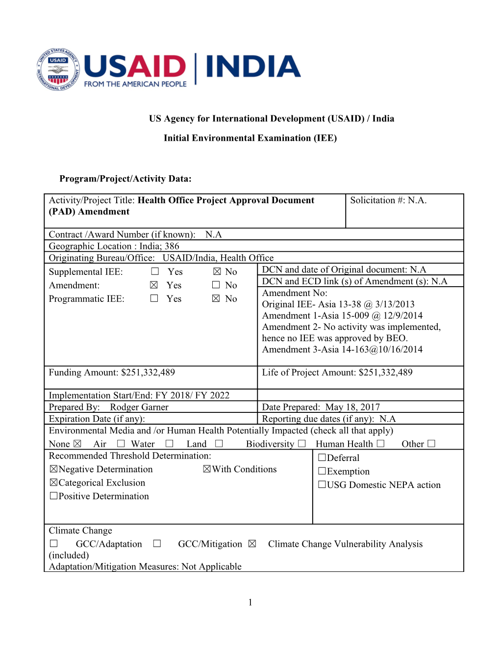 Environmental Threshold Decision