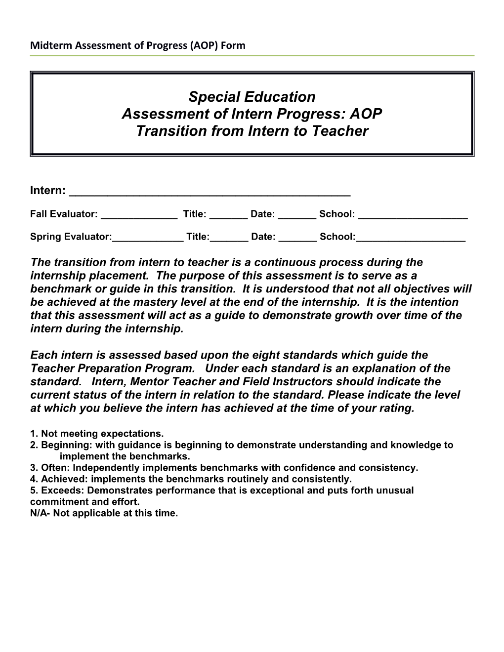 Midterm Assessment of Progress (AOP) Form