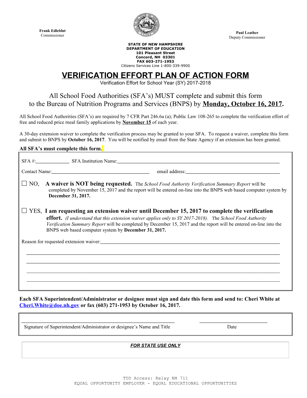 Waiver Request Form