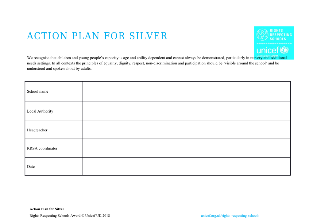 Action Plan for Silver