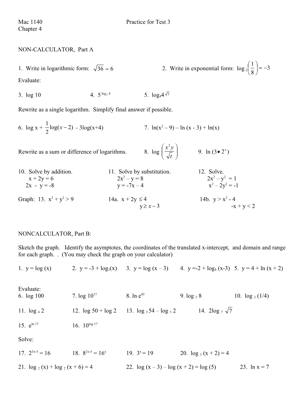 Mac 1140Practice for Test 3