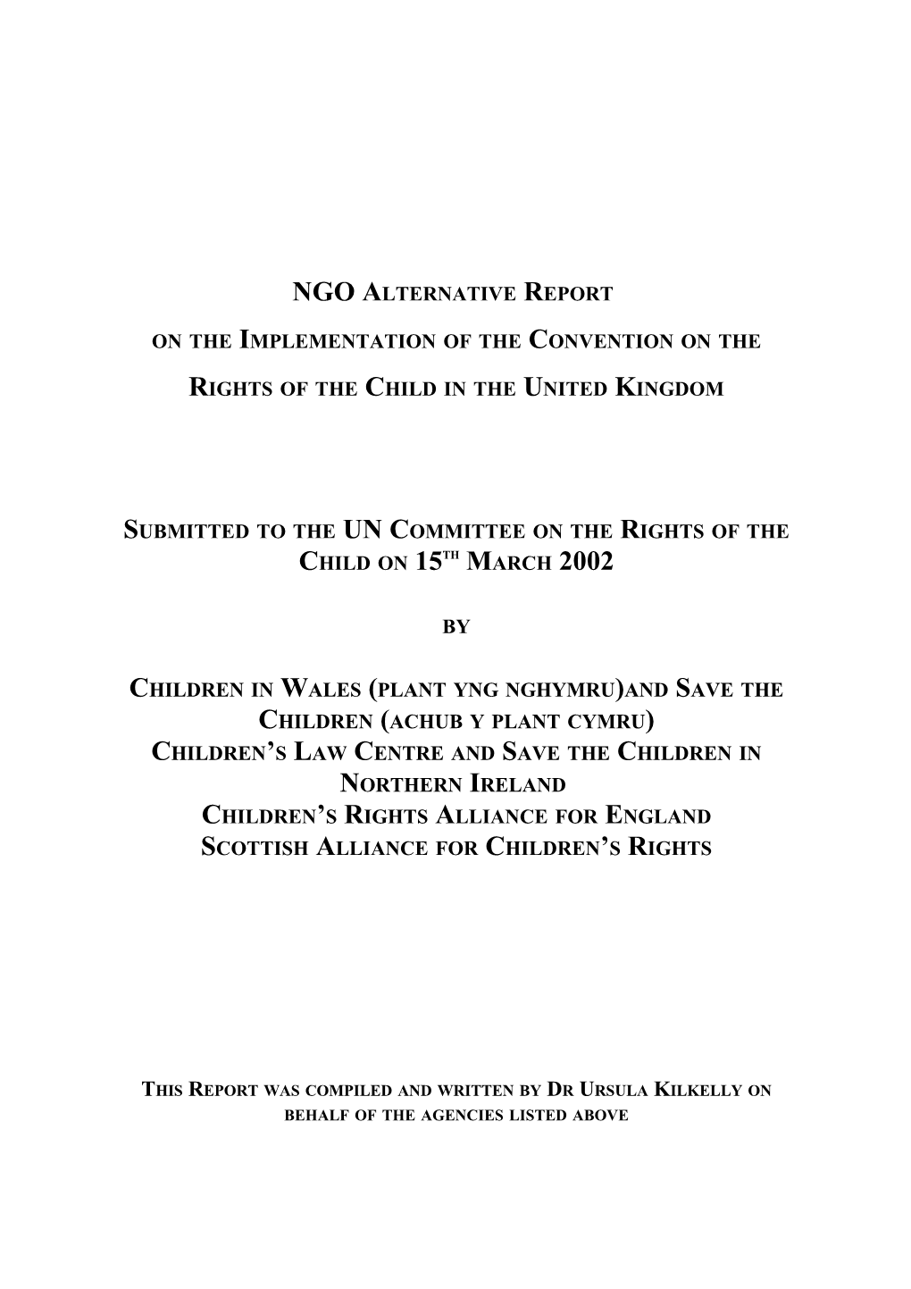 Draft (2) NGO Summary Report on Implementation of the Convention on the Rights of the Child