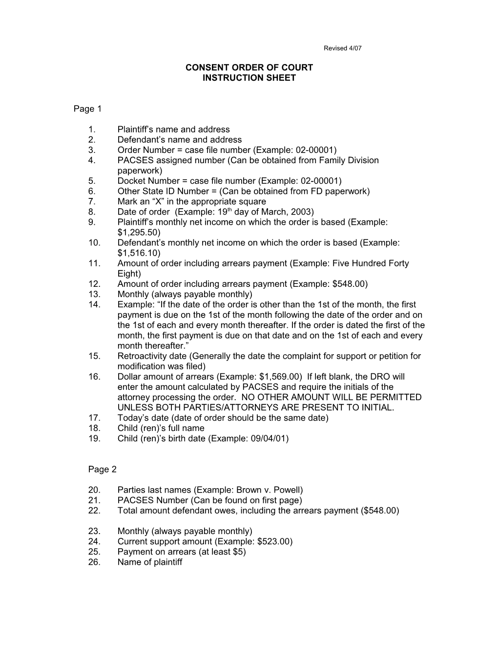 Consent Order of Court