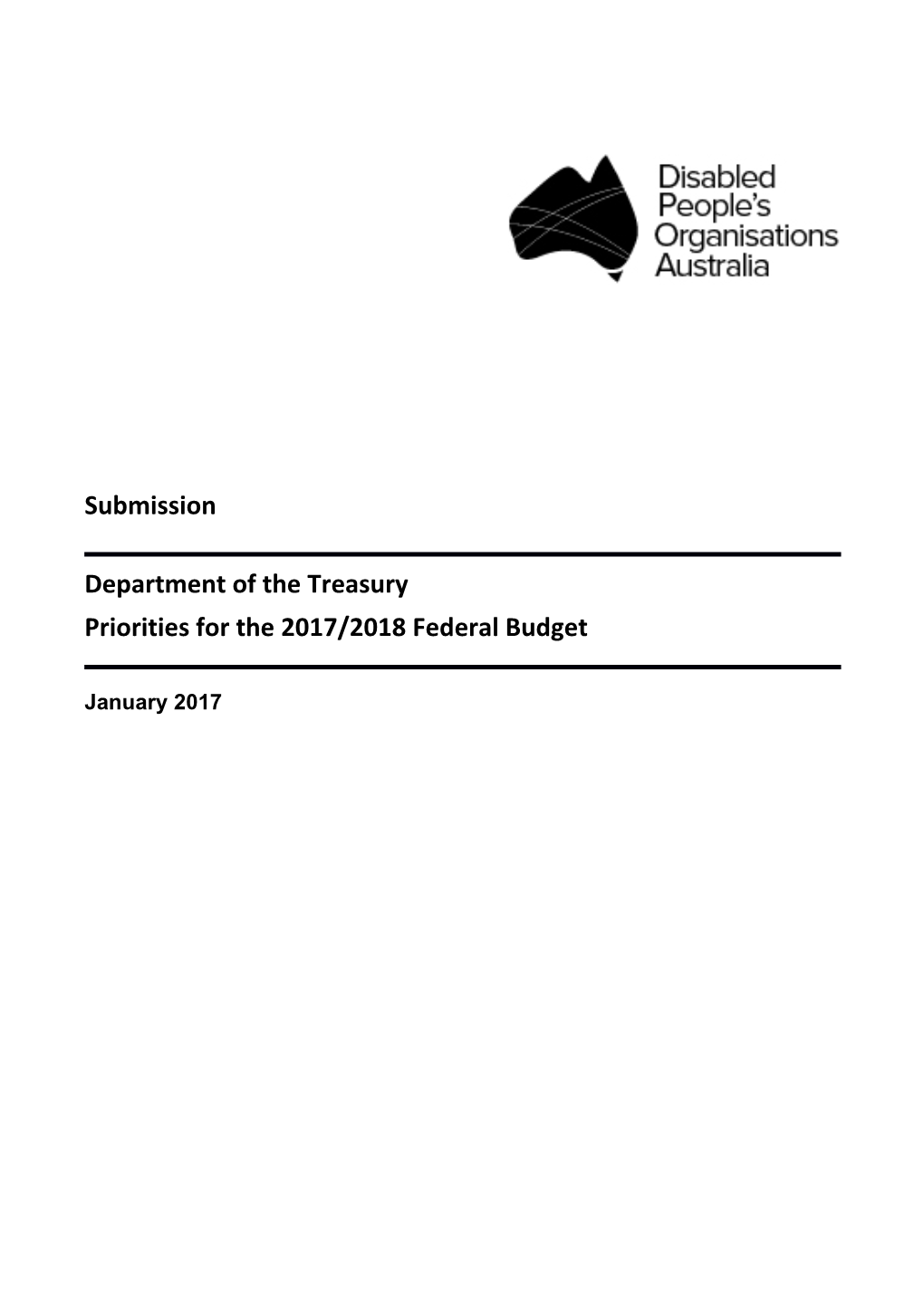 Priorities for the 2017/2018 Federal Budget