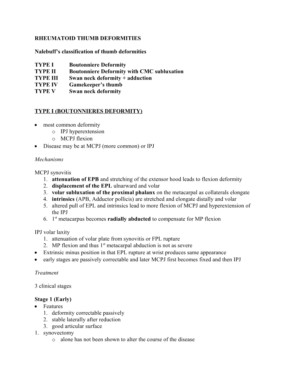 Nalebuff S Classification of Thumb Deformities