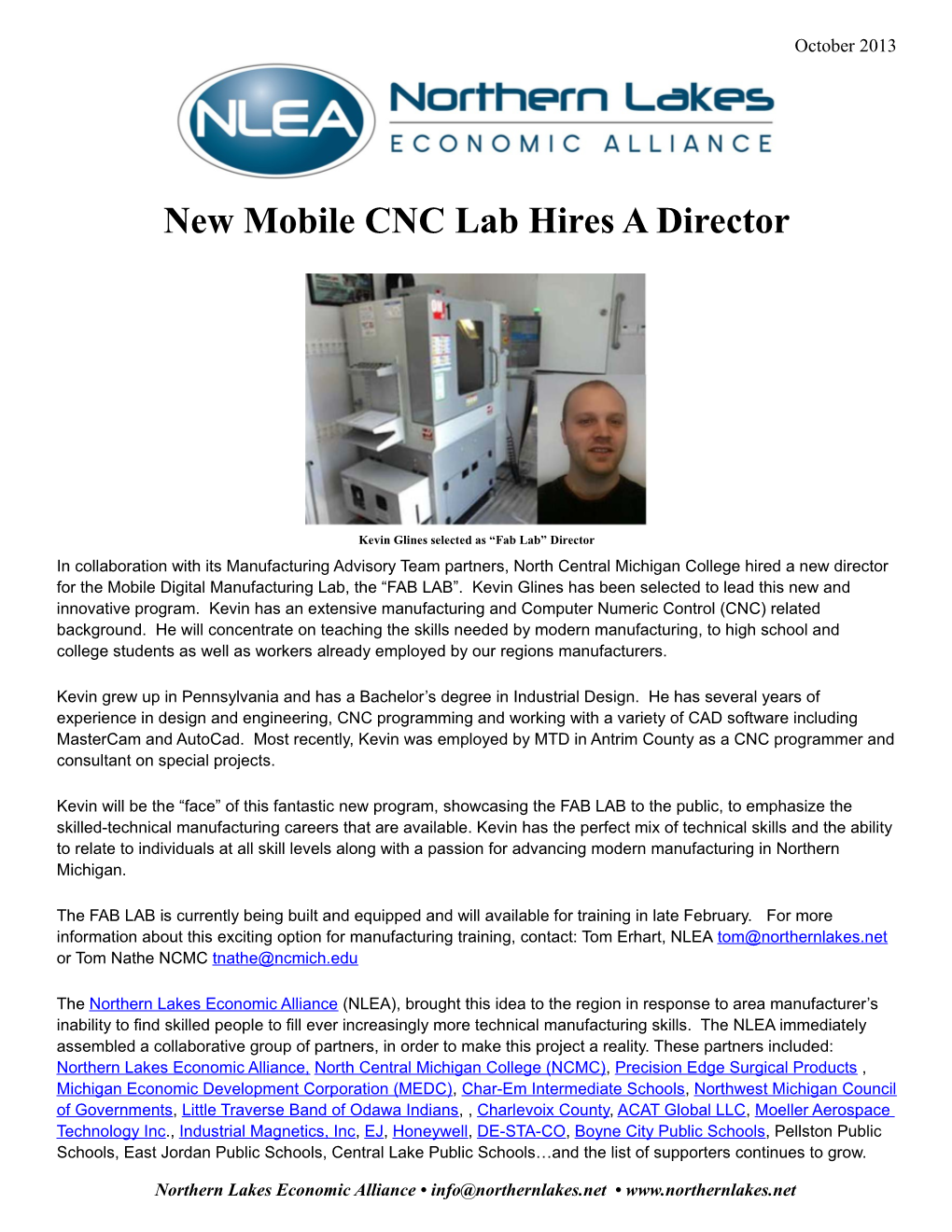 New Mobile CNC Lab Hires a Director Kevin Glines Selected As Fab Lab Director