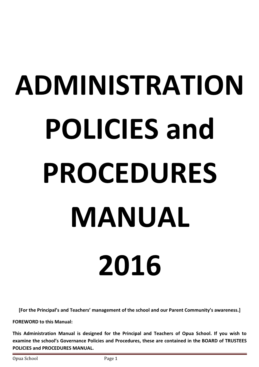 ADMINISTRATION POLICIES and PROCEDURES MANUAL s1