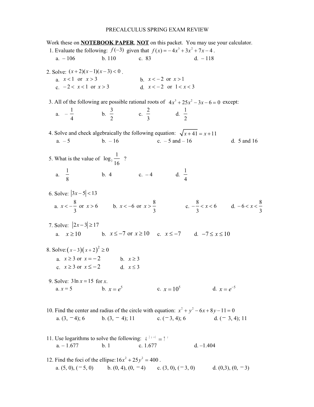 Name Pre-Cal