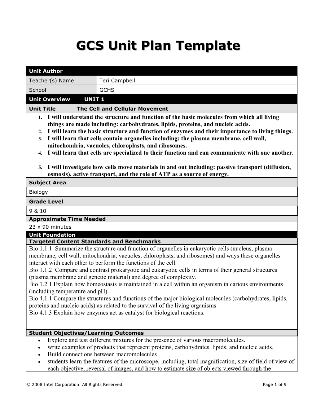 Unit Plan Template s11