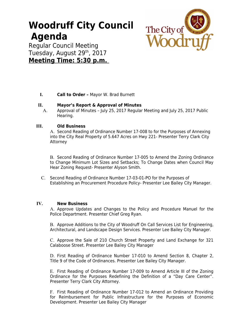 Woodruff City Council