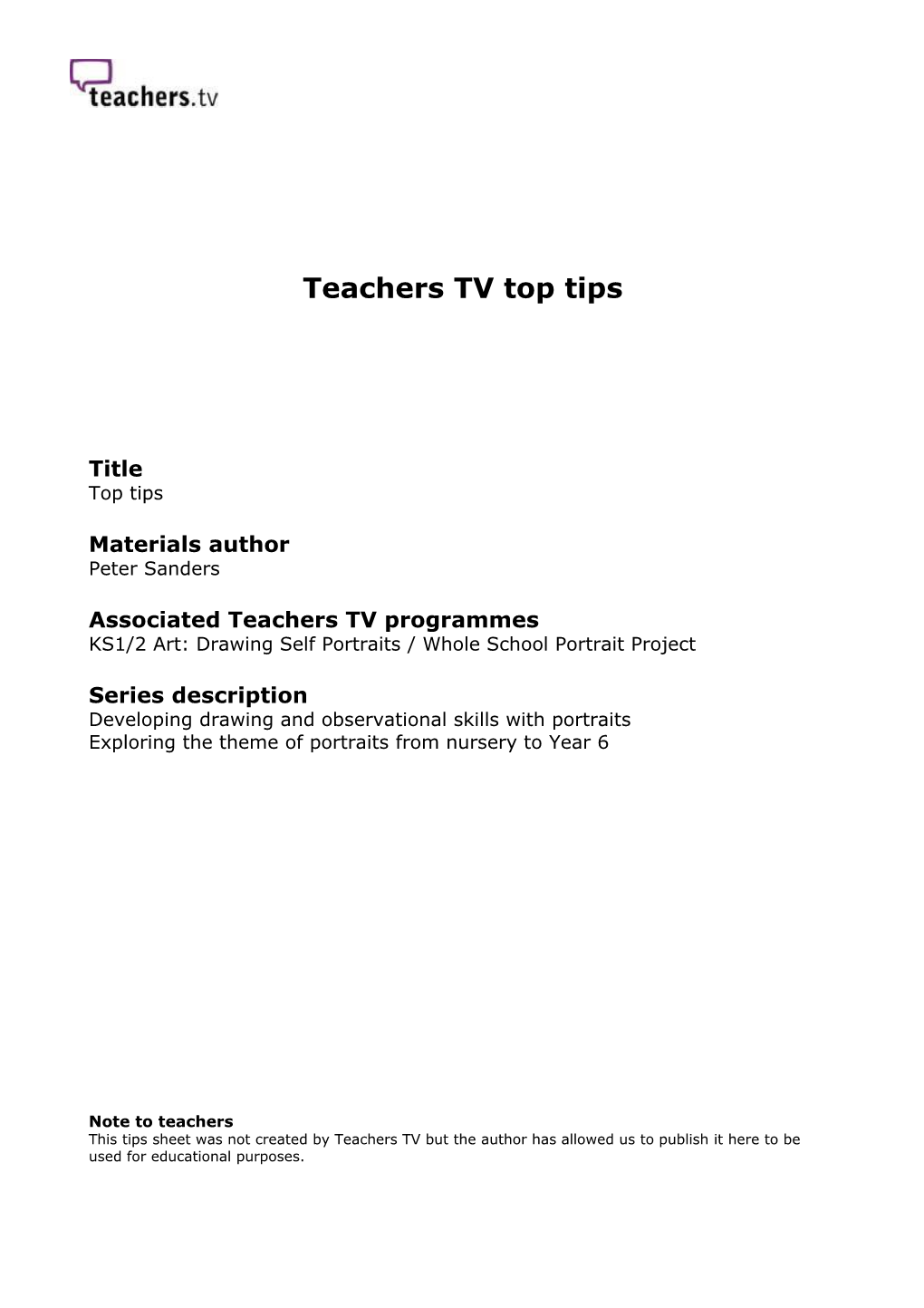 Teachers TV Top Tips