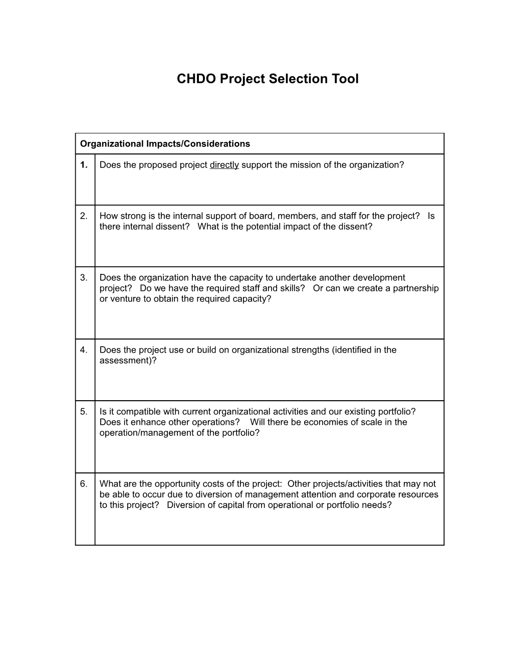 CHDO Project Selection Tool