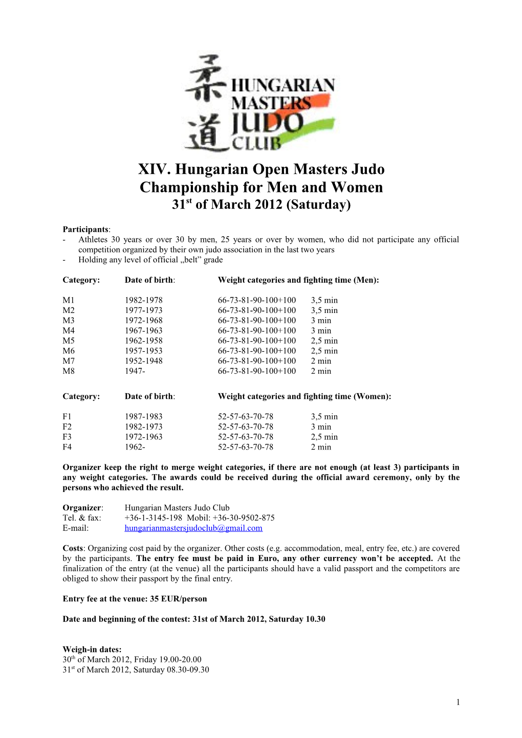 4Th Hungarian Open Senior Judo Championships for Men and Women s1