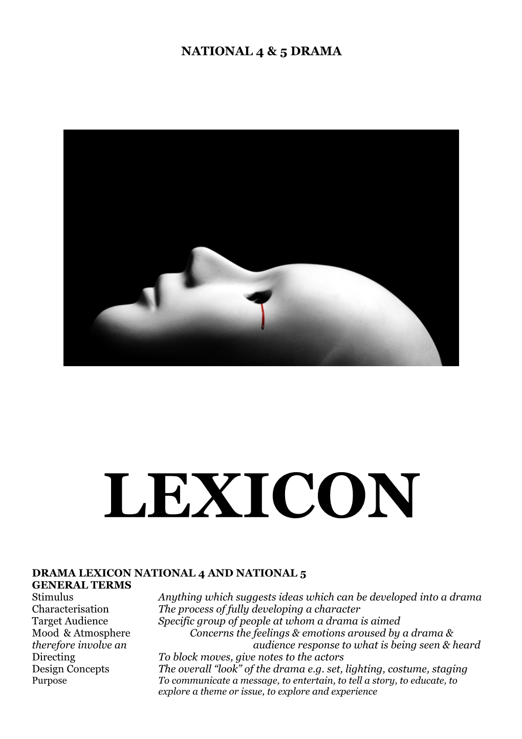 Drama Lexicon National 4 and National 5