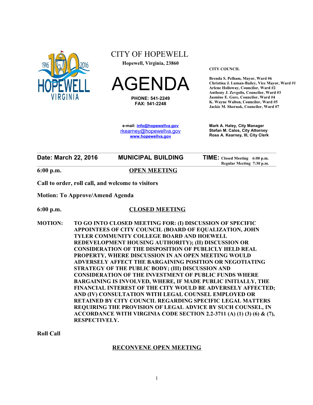 Agenda, City Council 11/24/15 Meeting, Smc Redline 11/18/15 (W3208623;1)