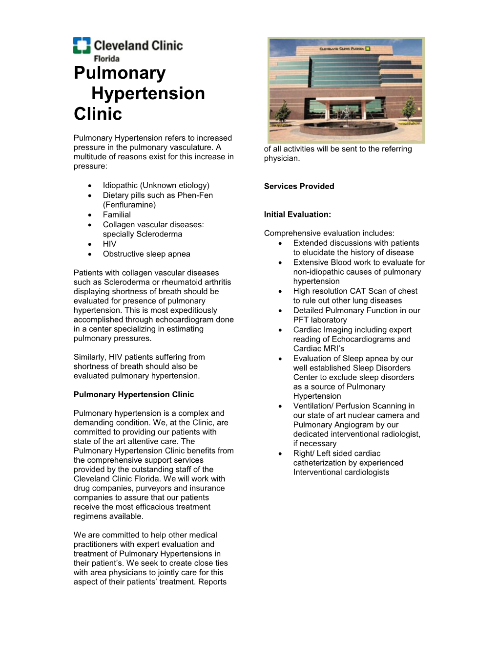 Pulmonary Hypertension Clinic