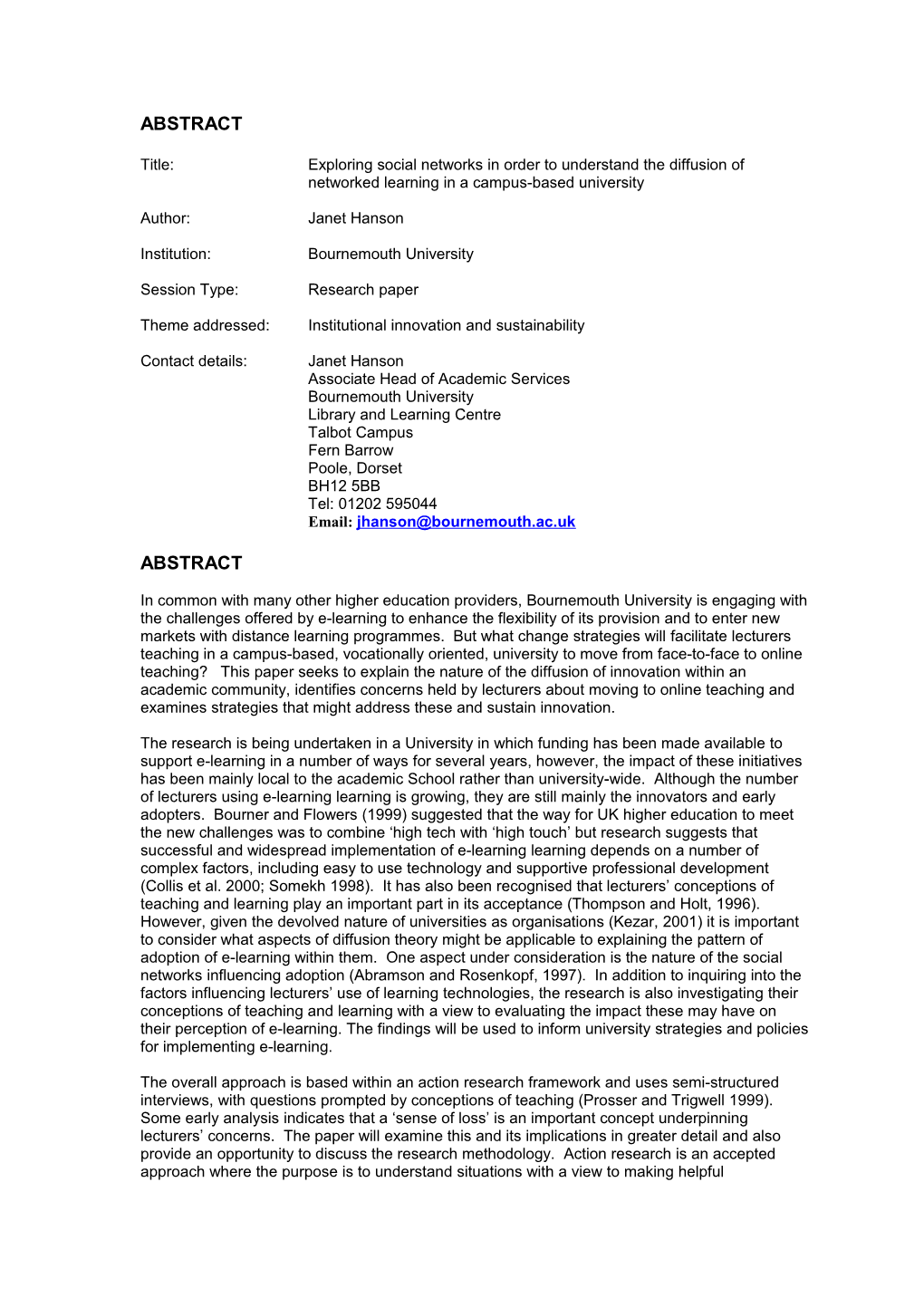 Title: Exploring Social Networks in Order to Understand the Diffusion of Networked Learning