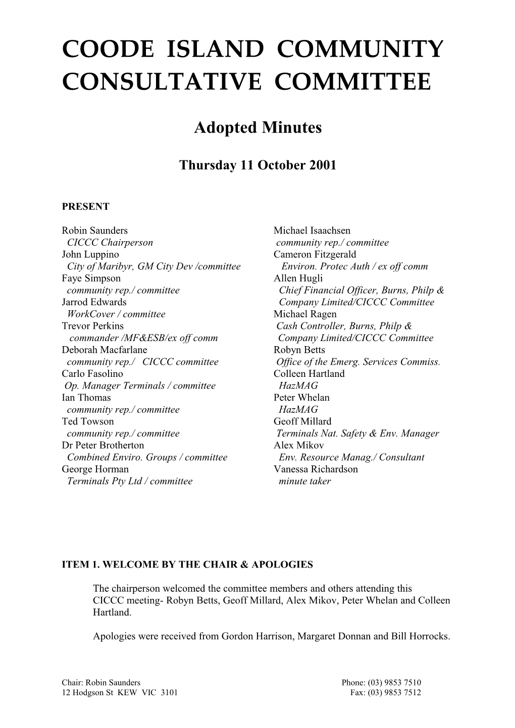 Adopted Minutes