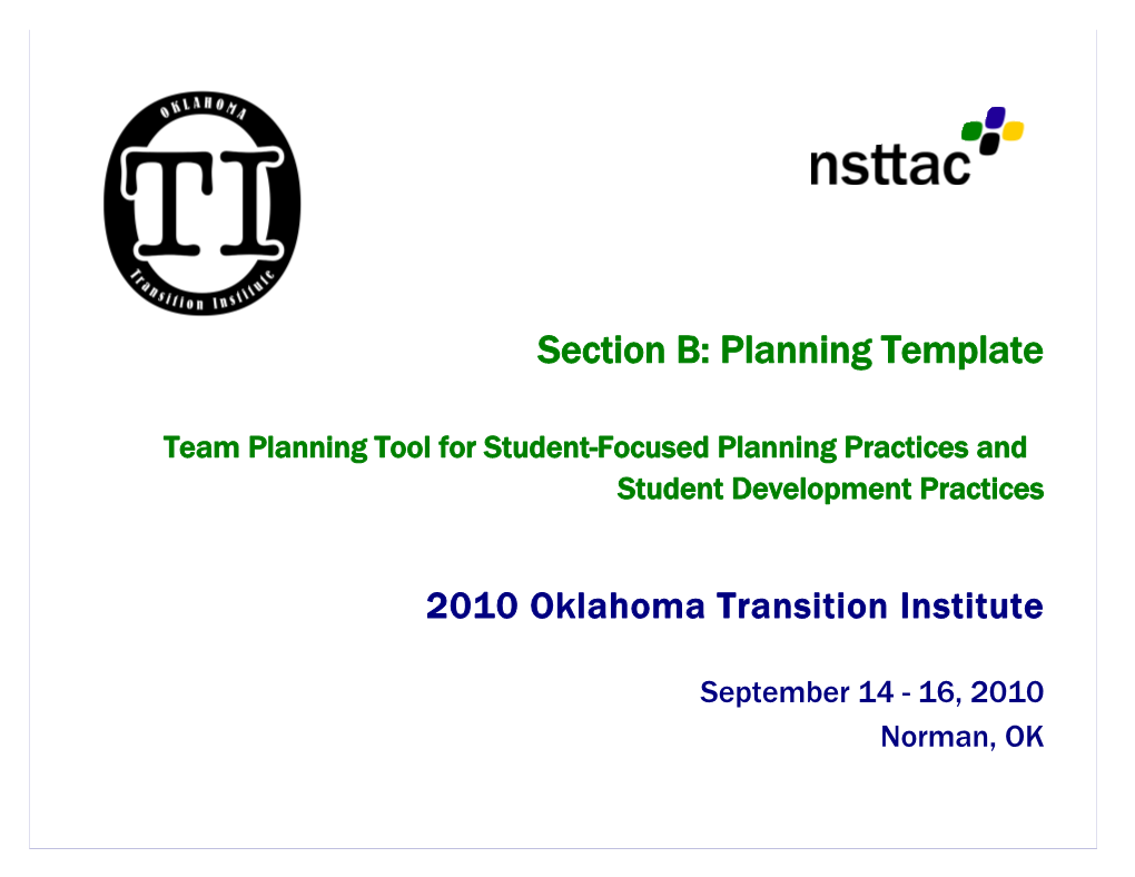 Section B: Planning Template s1