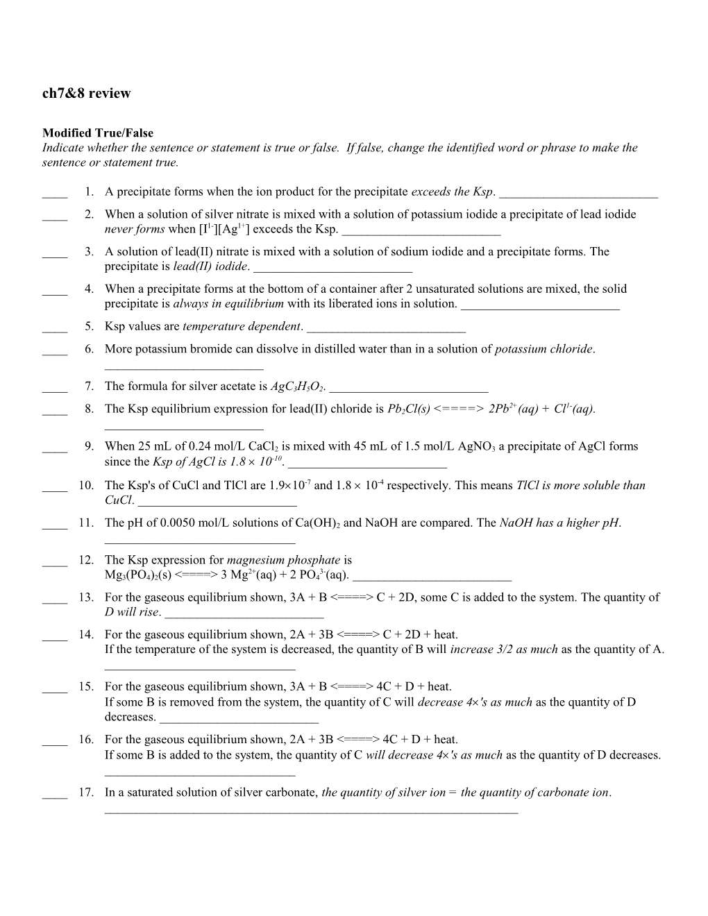 Modified True/False