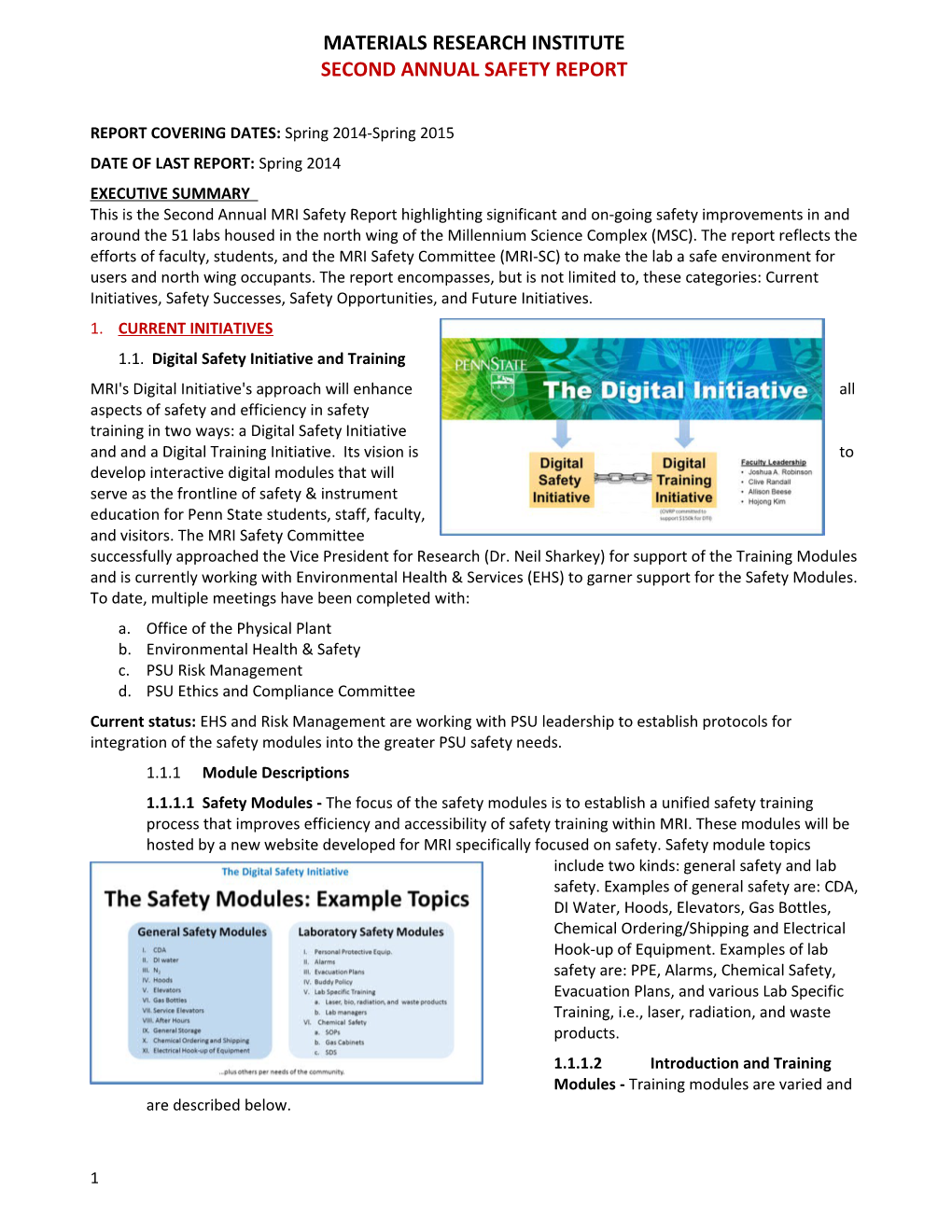 Second Annual Safety Report