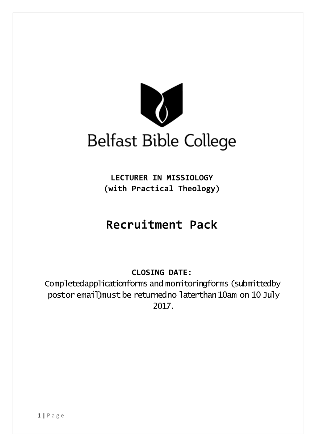 Recruitment Pack Template - Jan 09