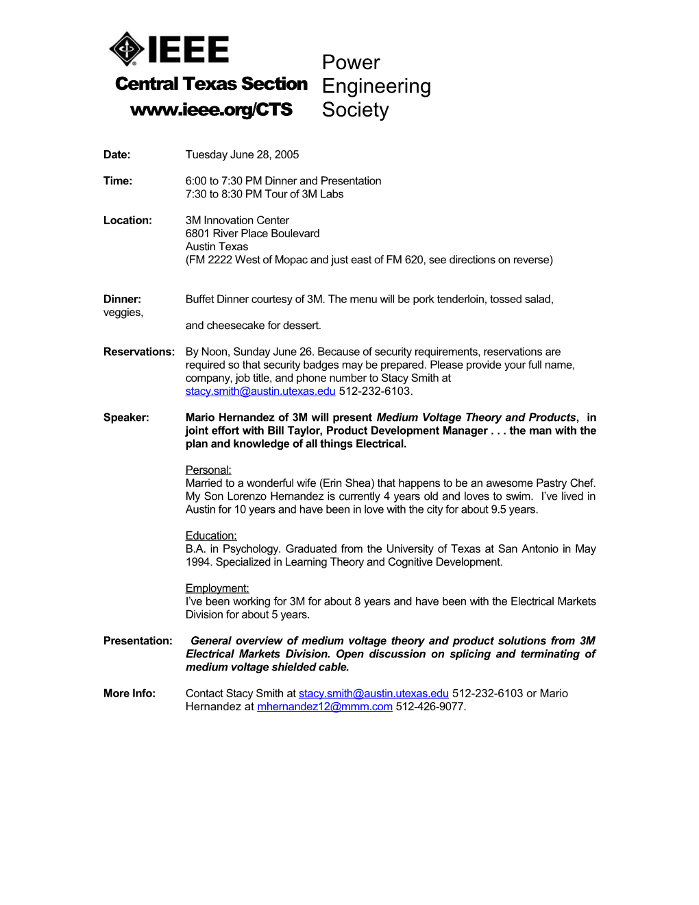 L Page 2 June 28, 2005, IEEE PES Meeting Announcement