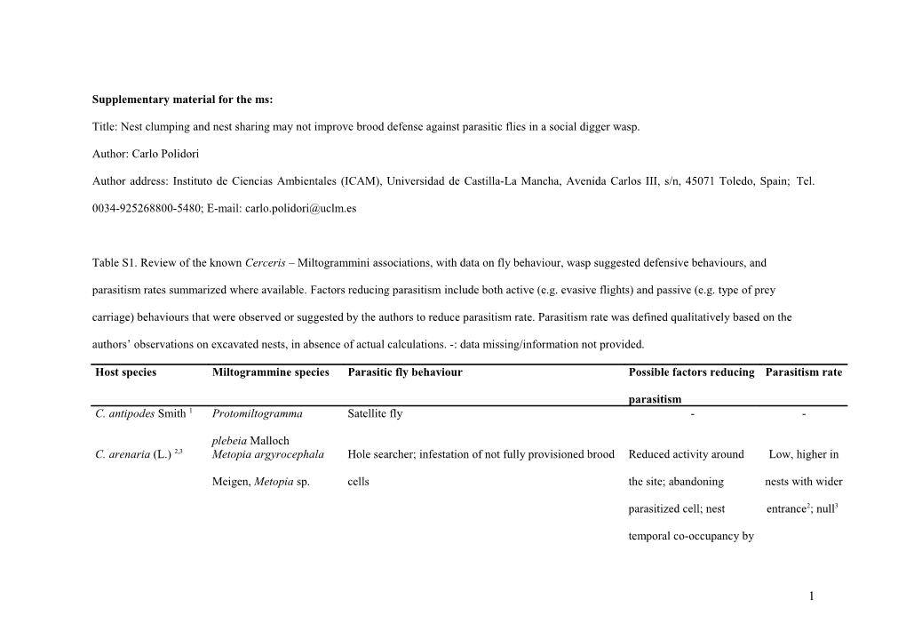 Supplementary Material for the Ms