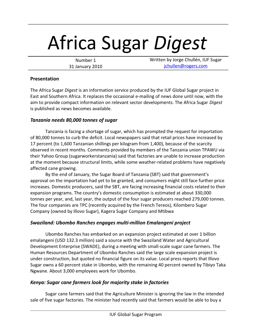 Tanzania Needs 80,000 Tonnes of Sugar