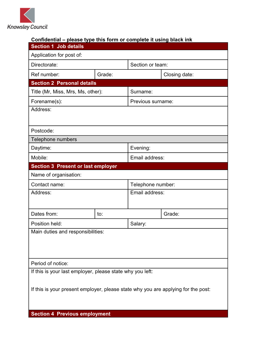 Confidential Please Type This Form Or Complete It Using Black Ink